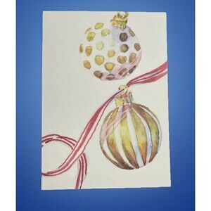 Oddballs Vintage Watercolor Greeted Christmas Card Box Of 10 Waiting To Be Hung
